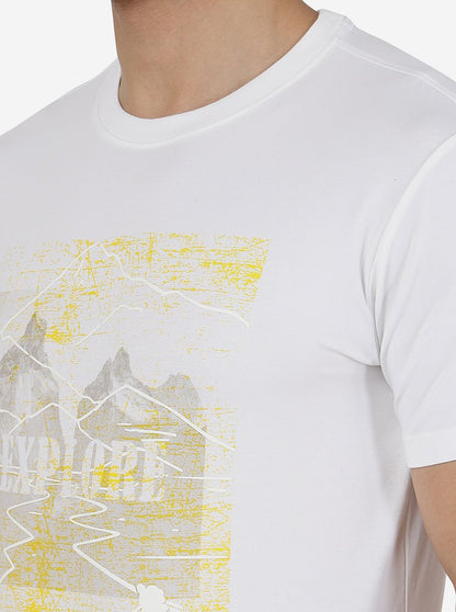 White Printed Slim Fit T-Shirt | JadeBlue
