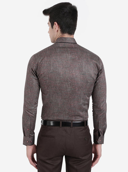 Brown & Maroon Solid Slim Fit Party Wear Shirt | JB Studio