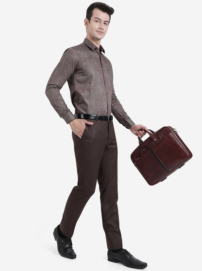 Brown & Maroon Solid Slim Fit Party Wear Shirt | JB Studio