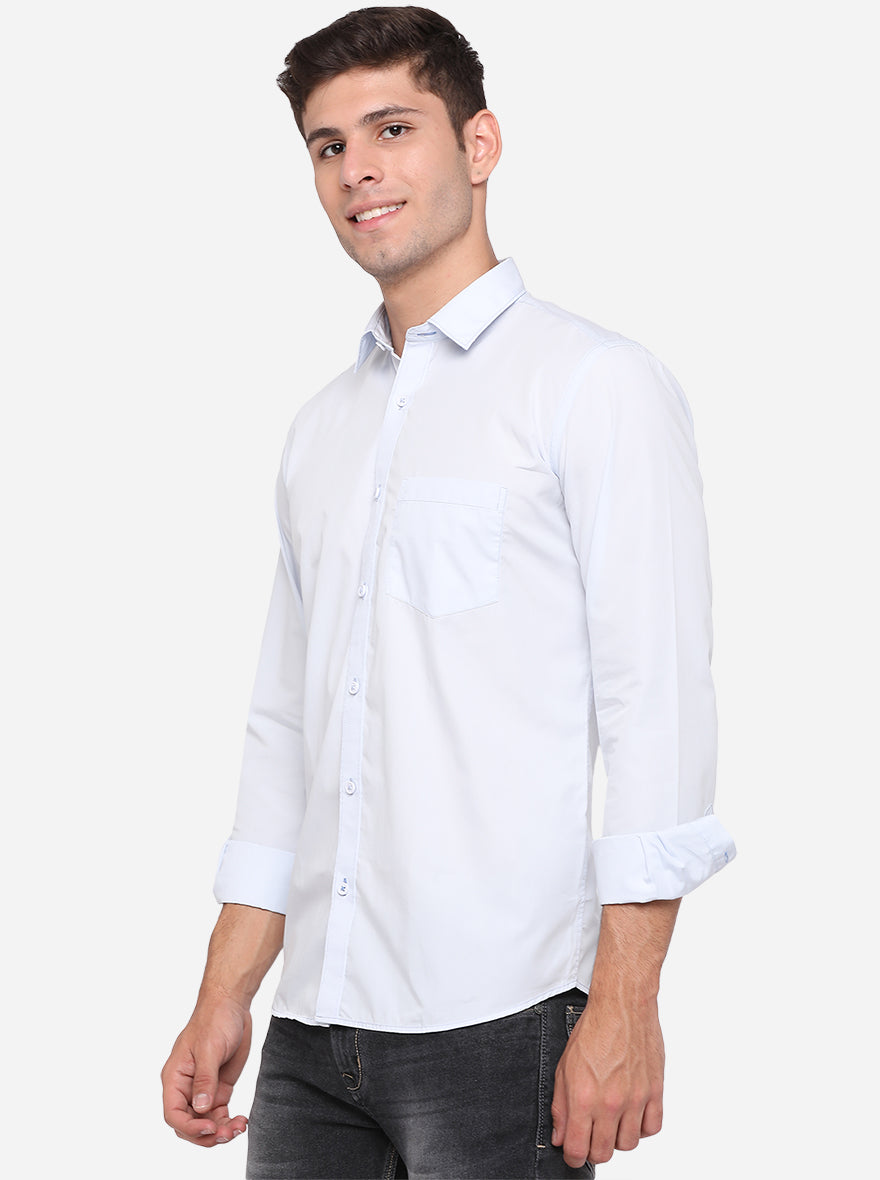 Light Blue Solid Slim Fit Casual Shirt | JadeBlue