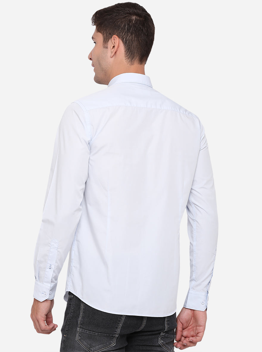 Light Blue Solid Slim Fit Casual Shirt | JadeBlue