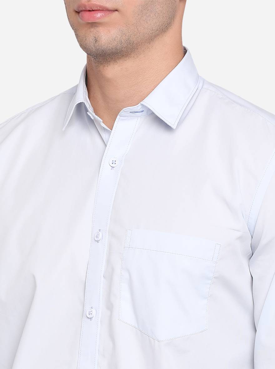Light Blue Solid Slim Fit Casual Shirt | JadeBlue