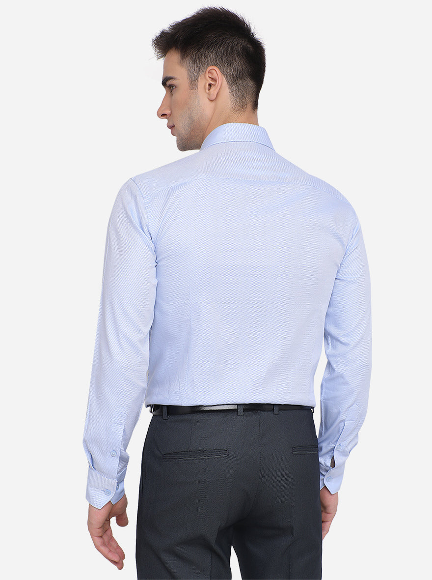 Sky Blue Solid Slim Fit Formal Shirt | Metal