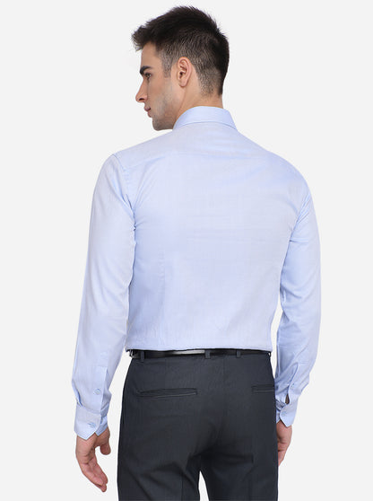 Sky Blue Solid Slim Fit Formal Shirt | Metal
