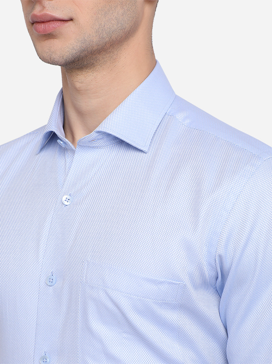 Sky Blue Solid Slim Fit Formal Shirt | Metal