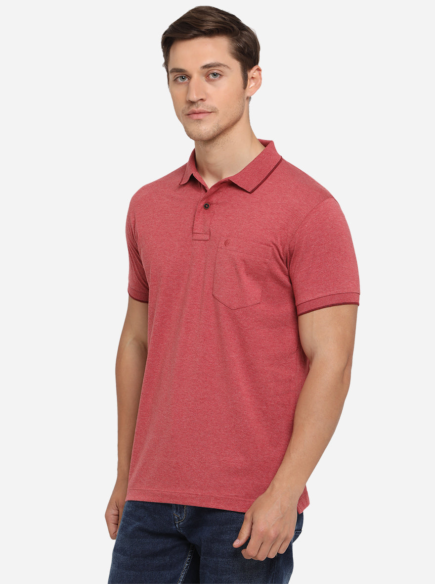 Mars Red Solid Slim Fit Polo T-Shirt | Greenfibre