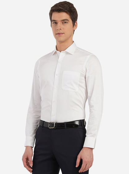 White Dobby Slim Fit Formal Shirt | JadeBlue Youth