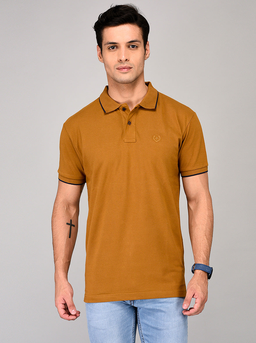 Khaki Slim Fit Polo T-shirt | Greenfibre