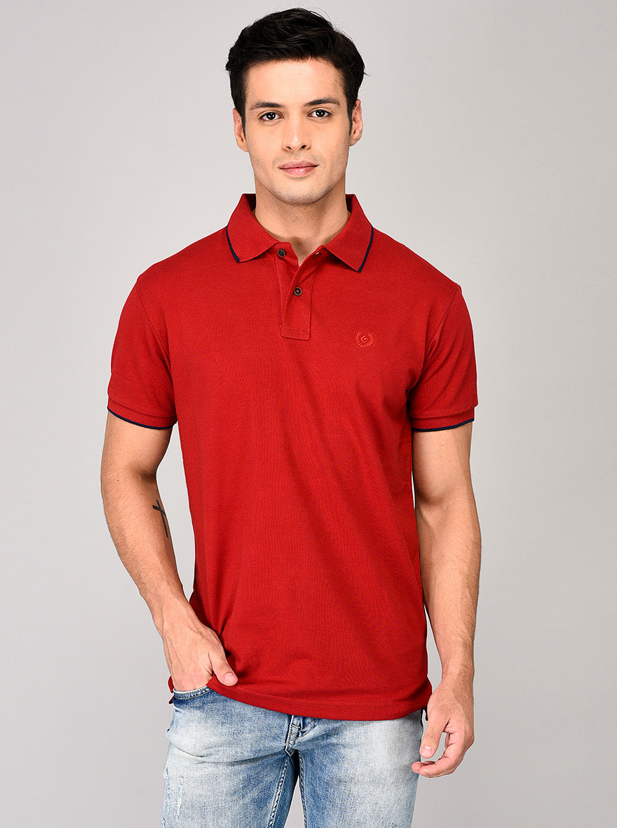 Maroon Slim Fit Polo T-shirt | Greenfibre