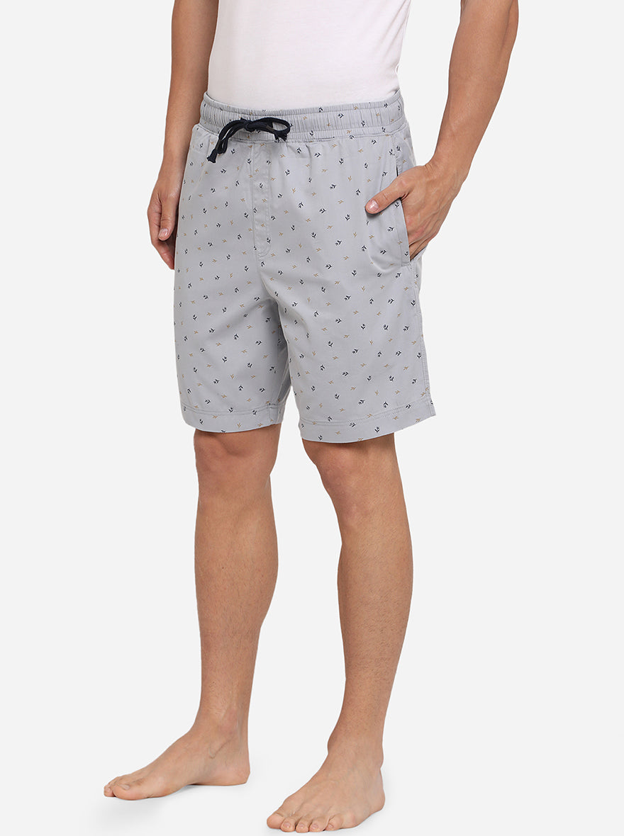 Light Grey Printed Regular Fit Boxer Shorts | JadeBlue