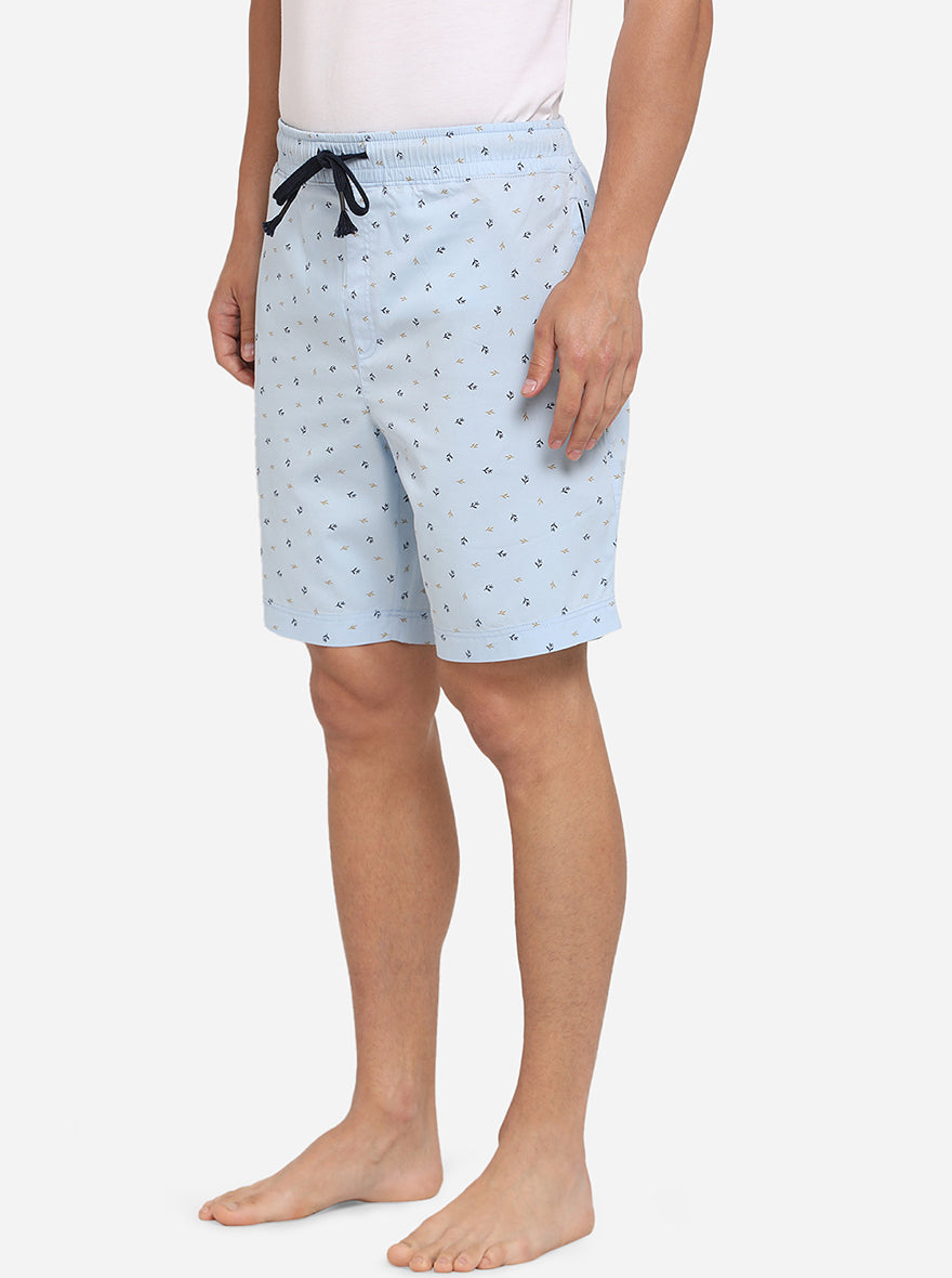 Sky Blue Printed Regular Fit Boxer Shorts | JadeBlue