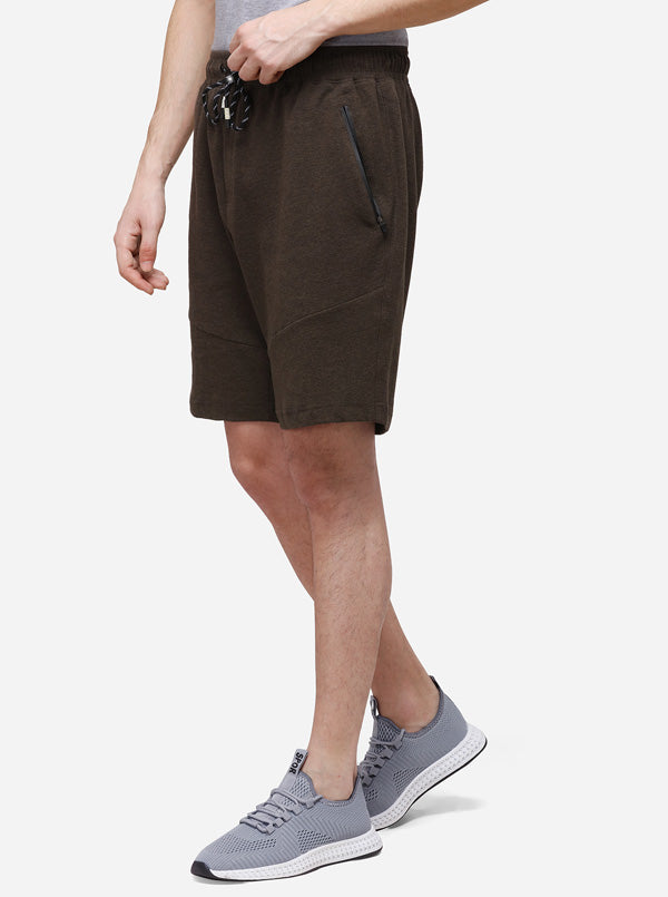 Brown Regular Fit Solid Shorts | JadeBlue