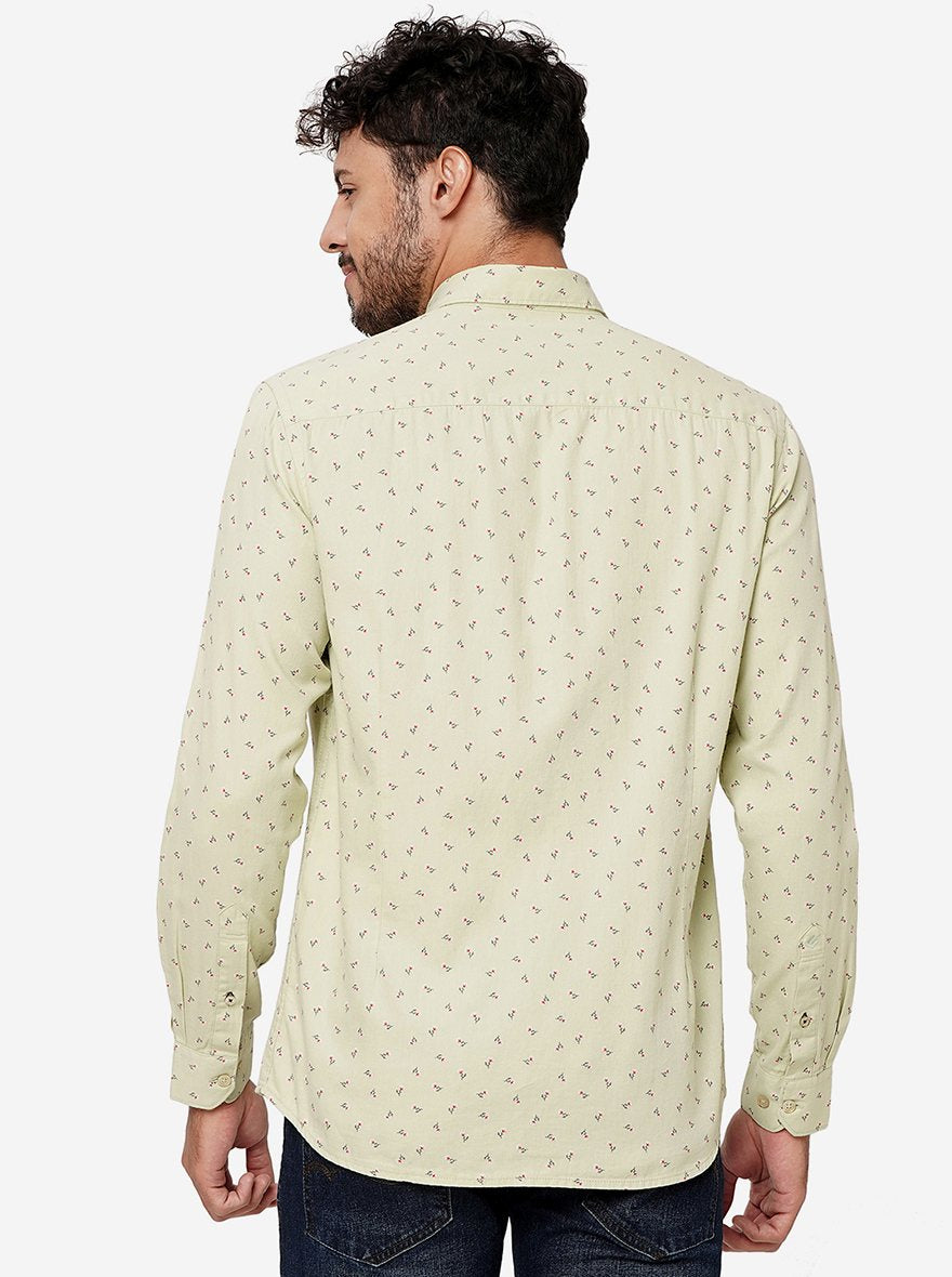 Light Green Printed Smart Fit Semi Casual Shirt | Greenfibre