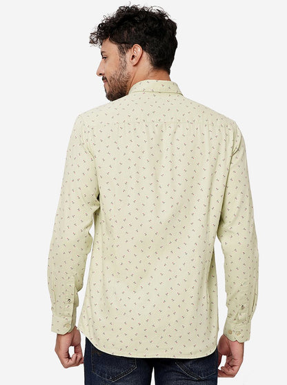 Light Green Printed Smart Fit Semi Casual Shirt | Greenfibre