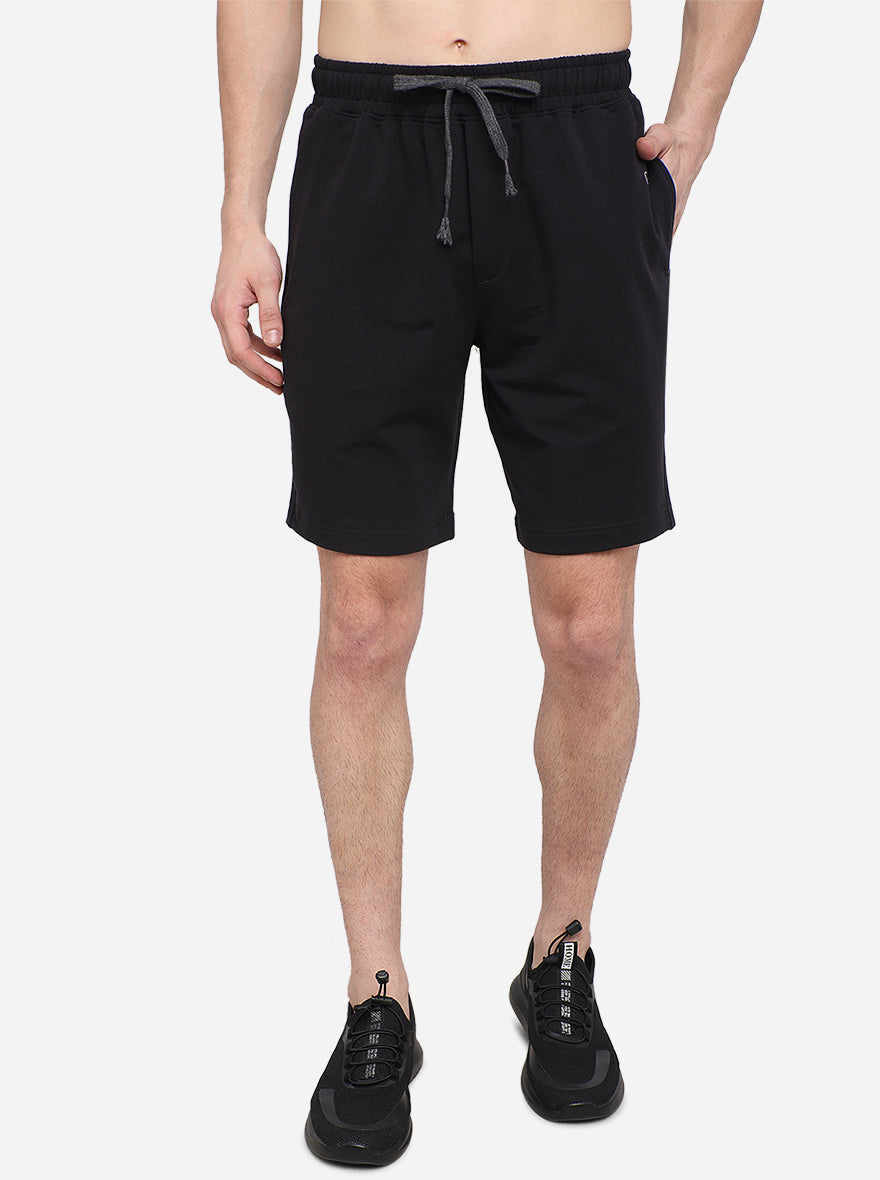 Black Solid Regular Fit Shorts | JadeBlue