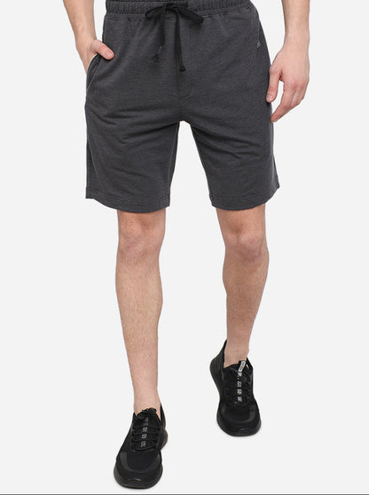 Anthra Melange Solid Regular Fit Shorts | JadeBlue