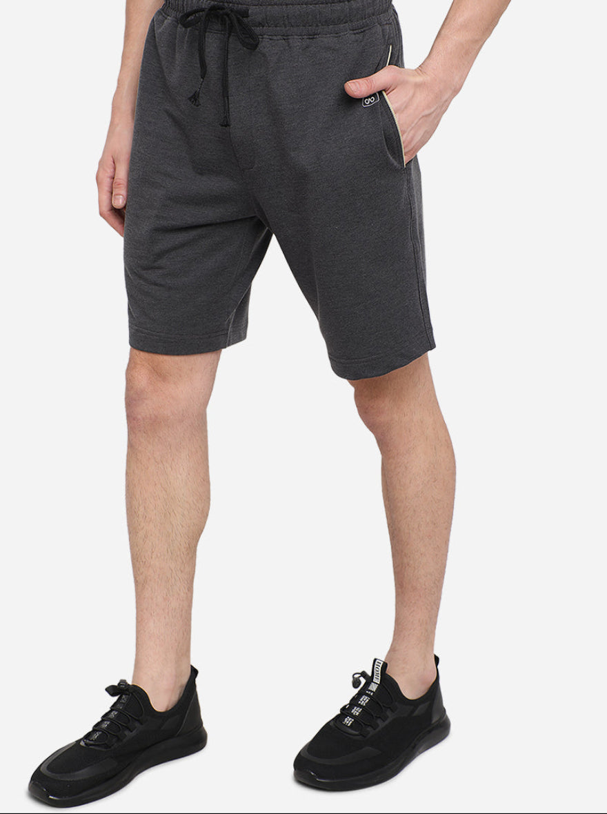 Anthra Melange Solid Regular Fit Shorts | JadeBlue