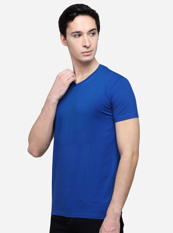 Royal Blue Slim Fit Solid T-Shirt | JB Sport