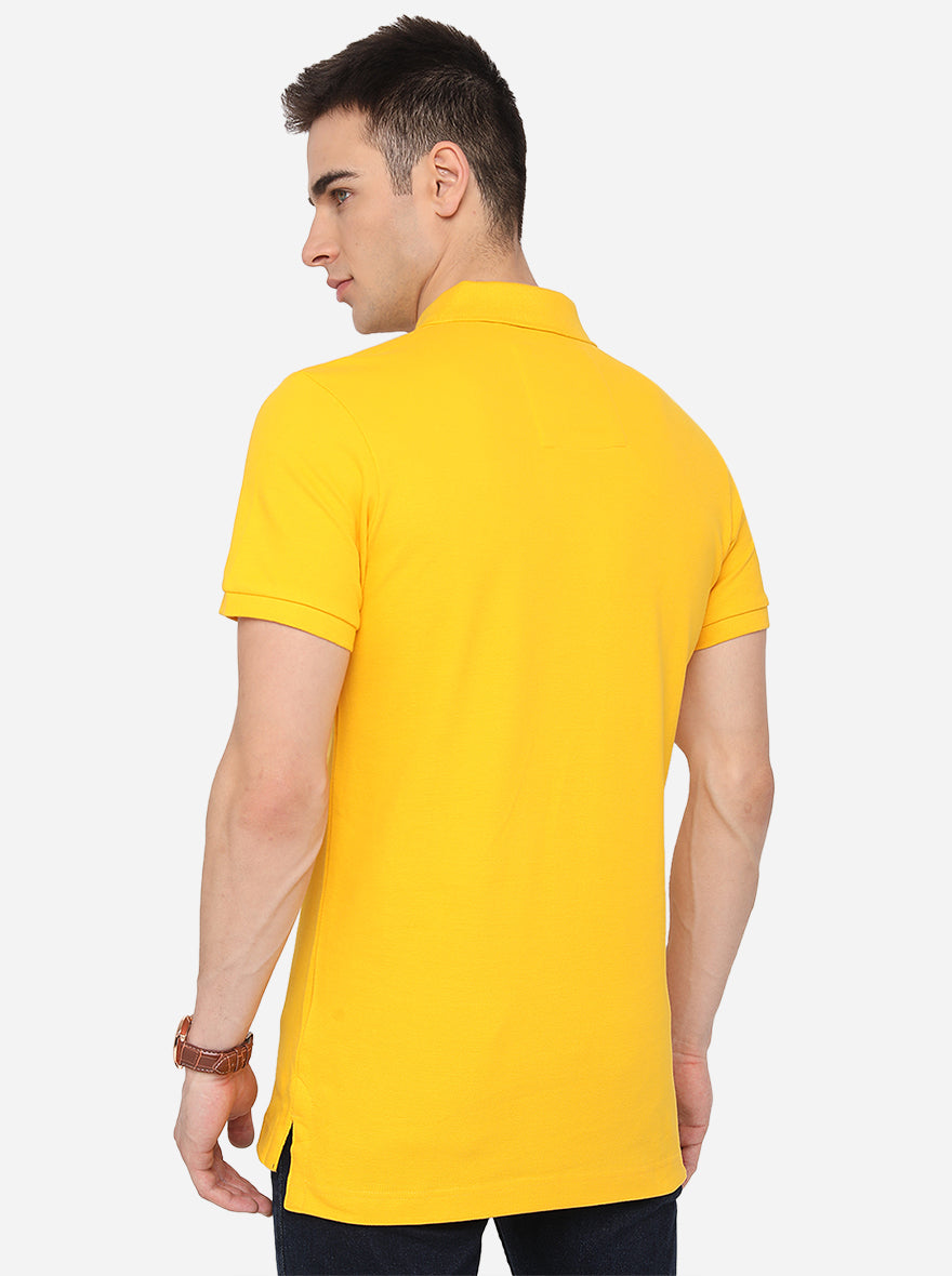 Yellow Solid Slim Fit Polo T-Shirt | JadeBlue