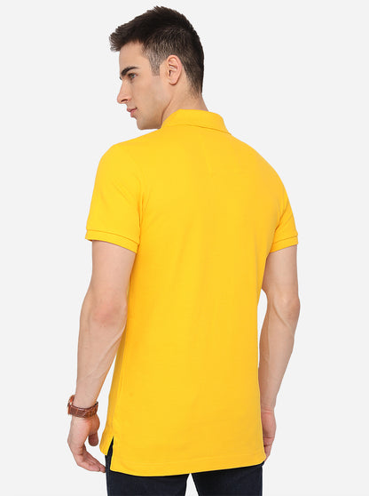 Yellow Solid Slim Fit Polo T-Shirt | JadeBlue