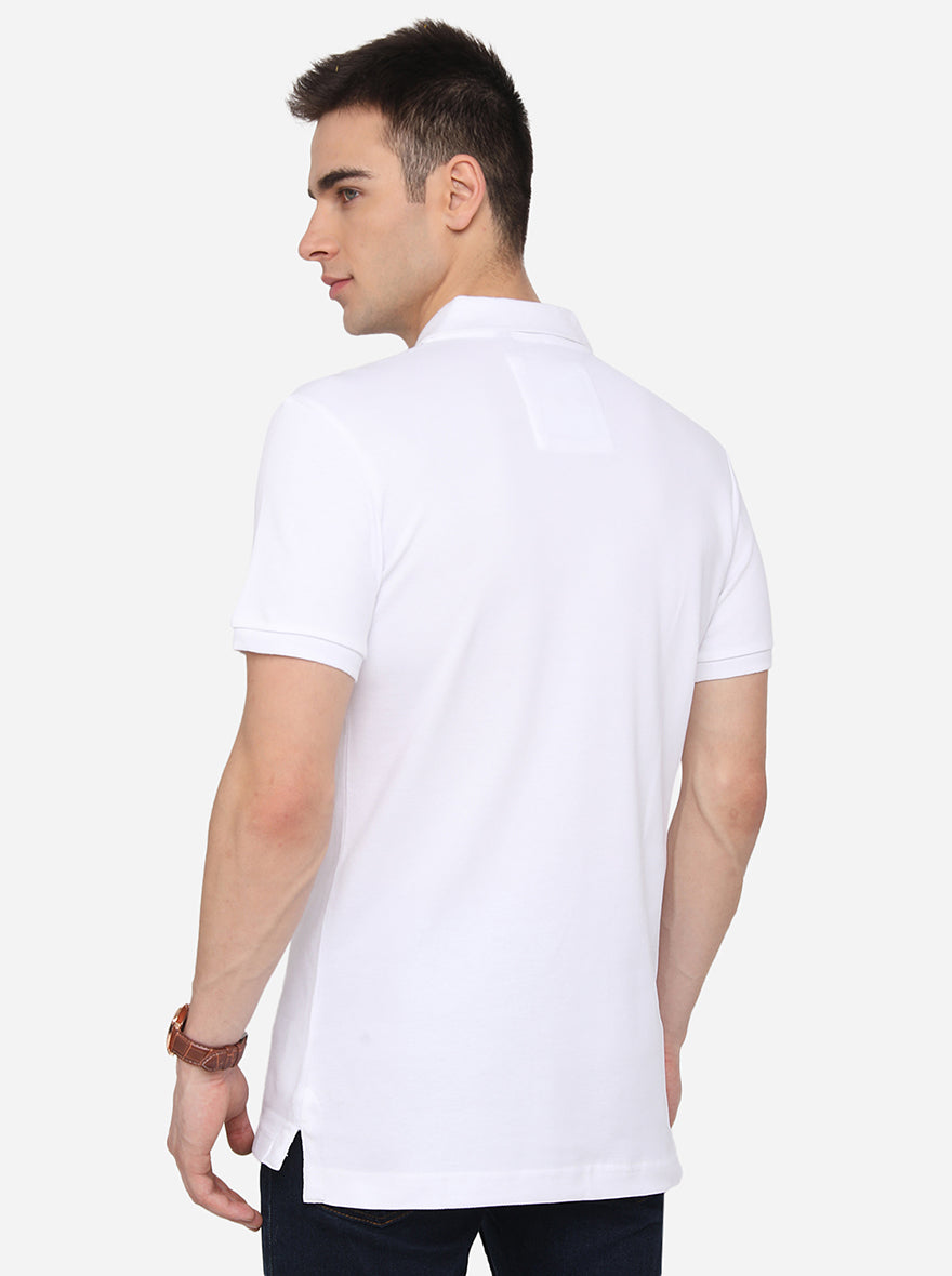 White Solid Slim Fit Polo T-Shirt | JadeBlue