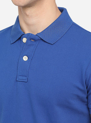 Royal Blue Solid Slim Fit Polo T-Shirt | JadeBlue