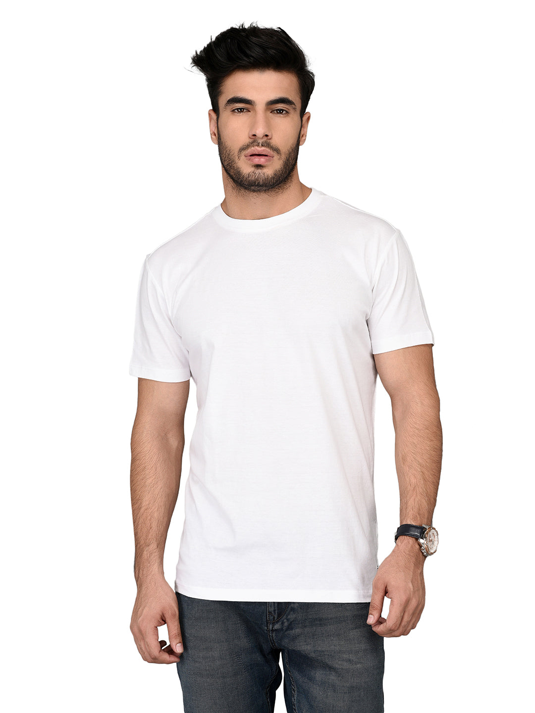 JadeBlue White Slim Fit  Round Neck T-Shirt | JadeBlue