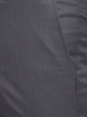 Grey Solid Slim Fit Formal Trouser | Greenfibre