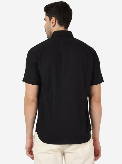 Black Solid Smart Fit Semi Casual Shirt | Greenfibre