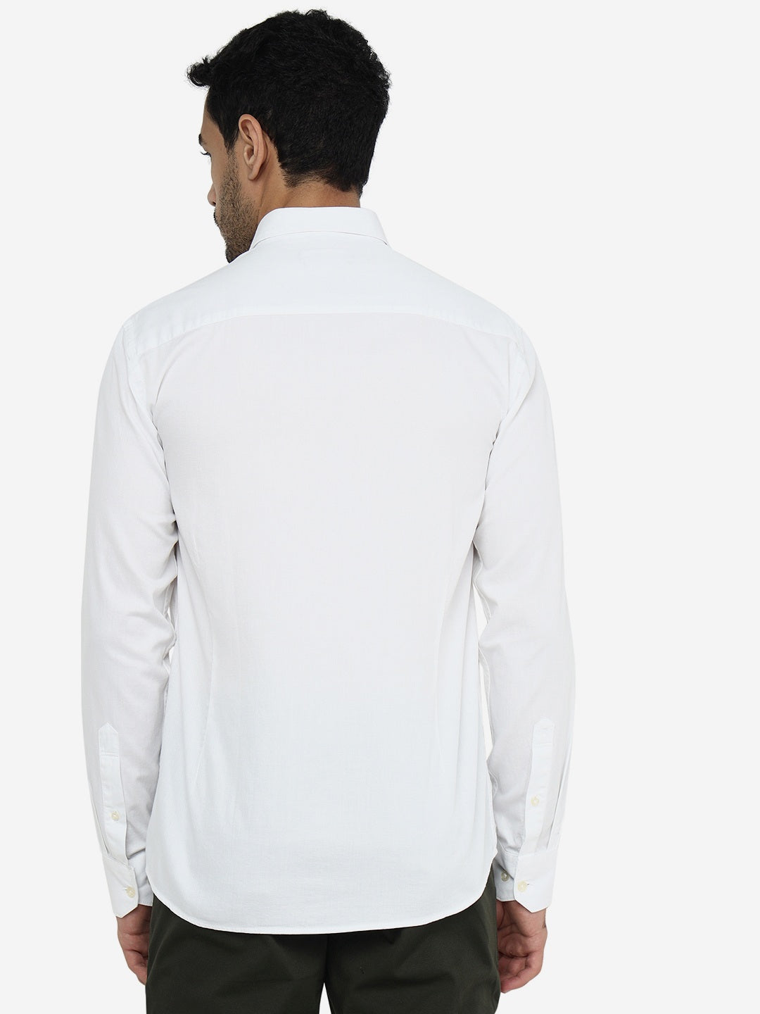 White Solid Slim Fit Semi Casual Shirt | JadeBlue