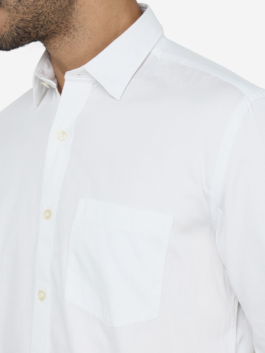 White Solid Slim Fit Semi Casual Shirt | JadeBlue