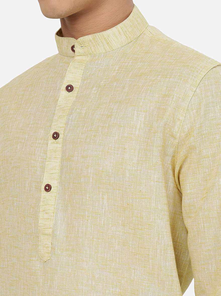 Dusty Lime Solid Regular Fit Modi Kurta | JadeBlue