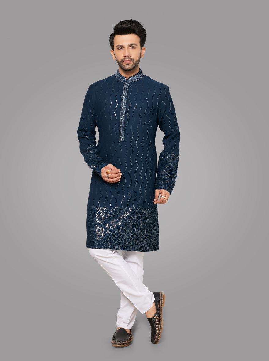Teal Blue Kurta Pajama | TULA