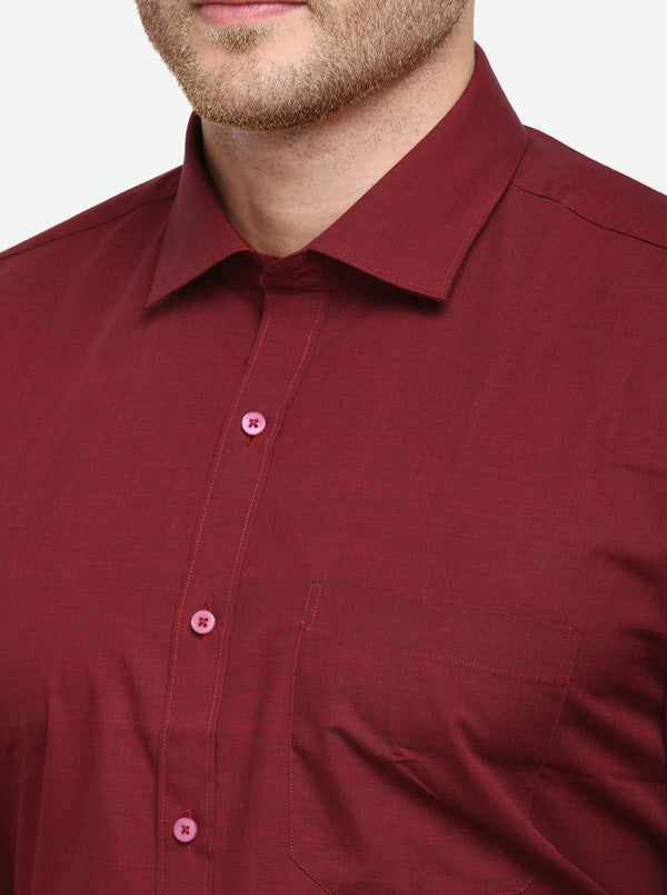 Maroon Printed Regular Fit Formal Shirt | Greenfibre