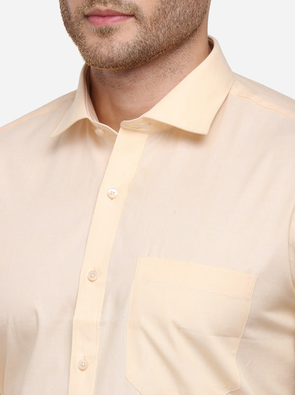 Lemon Yellow Solid Regular Fit Formal Shirt | Greenfibre