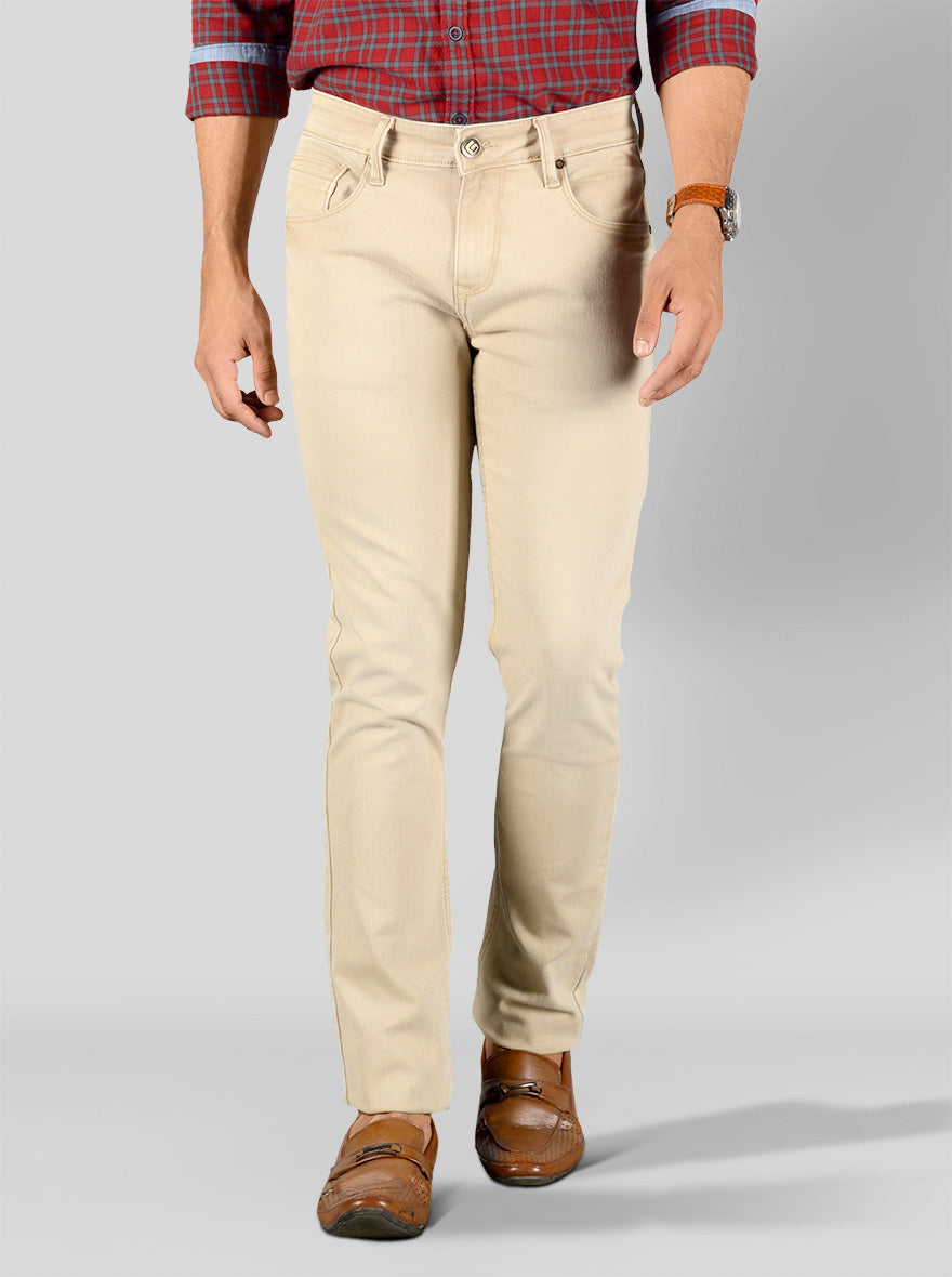 Buy Cantabil Khaki Regular Fit Lightly Washed Jeans for Mens Online  Tata  CLiQ