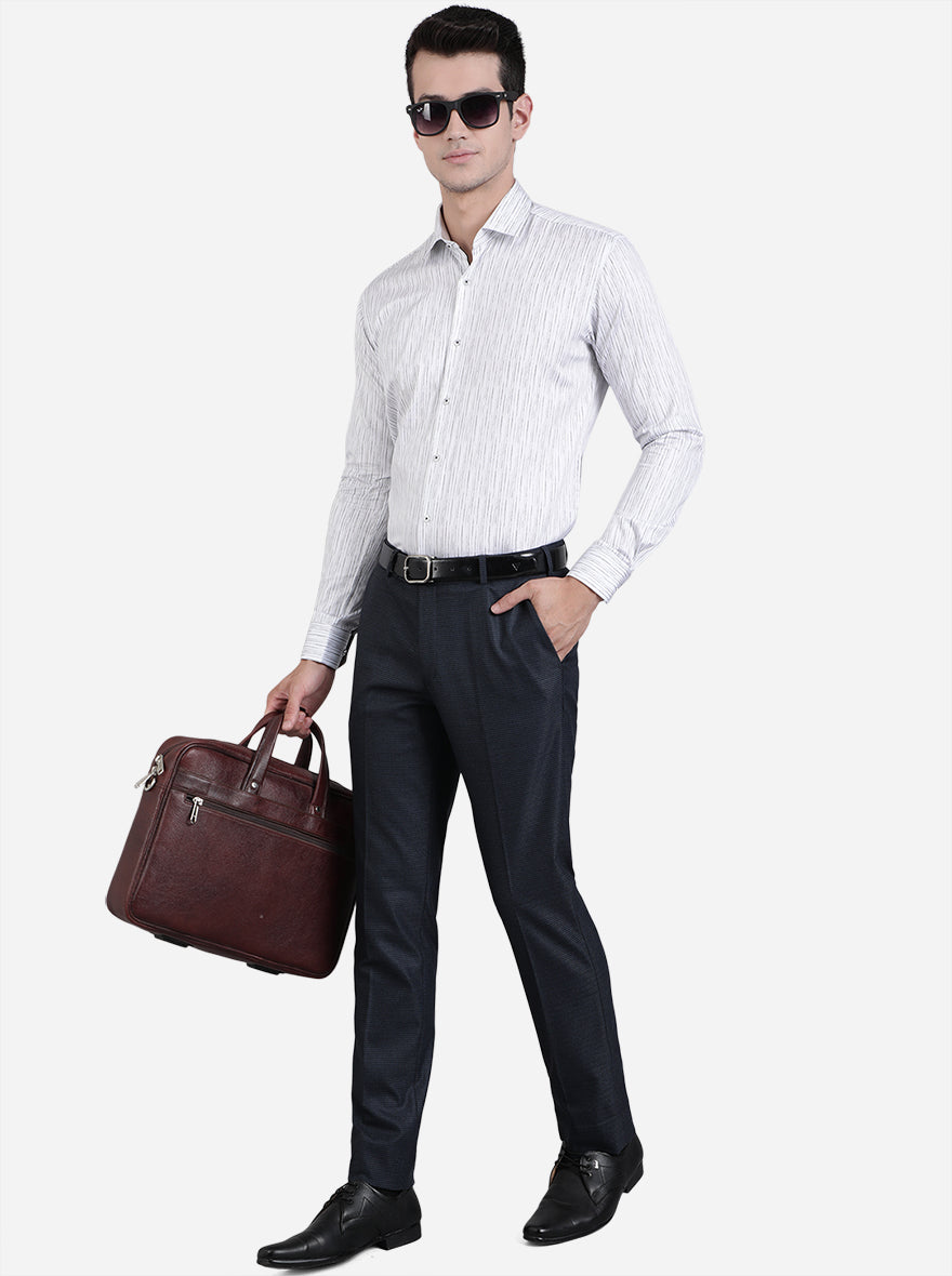 White & Black Printed Slim Fit Party Wear Shirt | JB Studio
