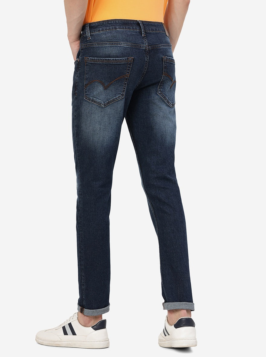 Denim Blue Washed Slim Fit Jeans | JadeBlue
