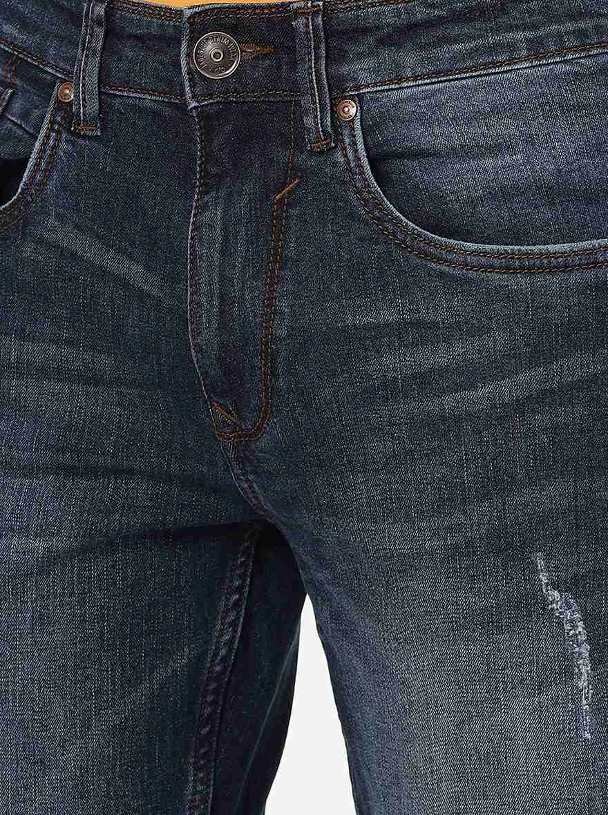 Denim Blue Washed Slim Fit Jeans | JadeBlue