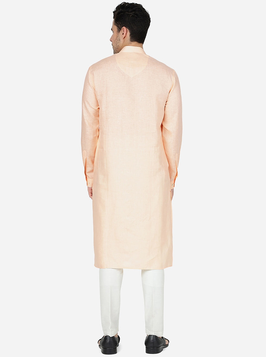 Tint Peach Solid Regular Fit Modi Kurta | JadeBlue