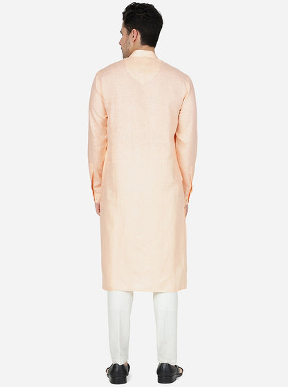 Tint Peach Solid Regular Fit Modi Kurta | JadeBlue