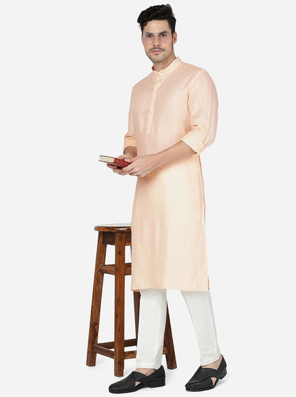 Tint Peach Solid Regular Fit Modi Kurta | JadeBlue