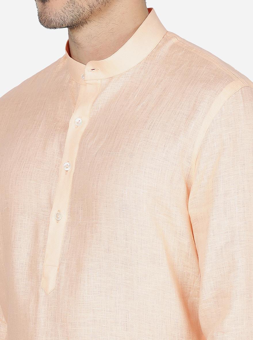 Tint Peach Solid Regular Fit Modi Kurta | JadeBlue