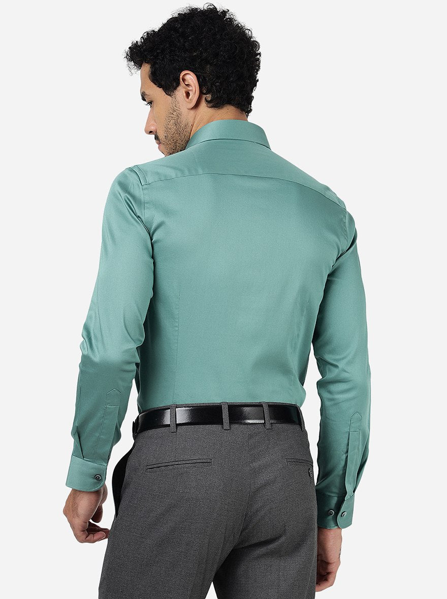 Green Solid Slim Fit Party Wear Shirt | Wyre