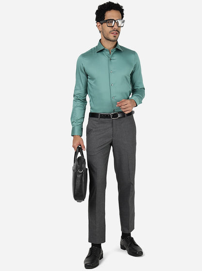 Green Solid Slim Fit Party Wear Shirt | Wyre