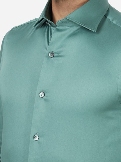 Green Solid Slim Fit Party Wear Shirt | Wyre