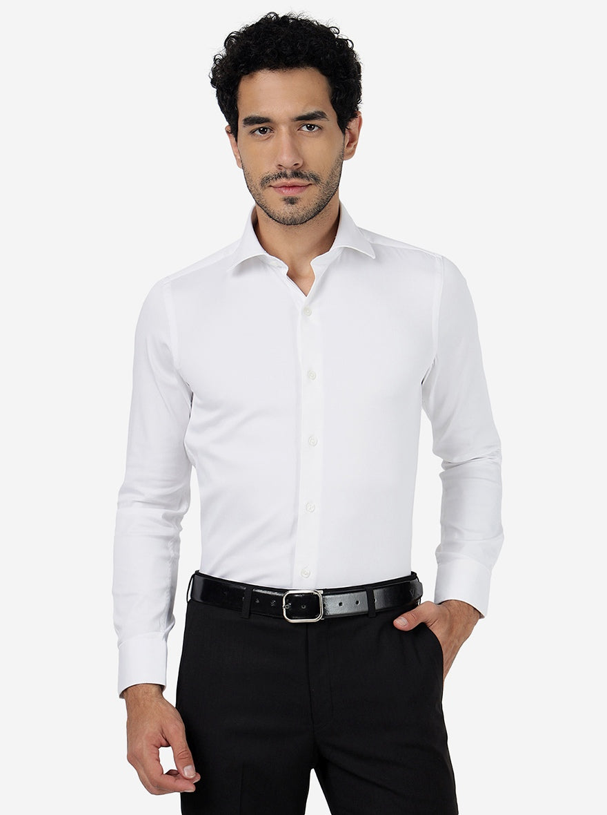 White Solid Slim Fit Party Wear Shirt | Wyre