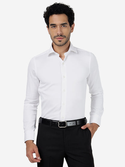 White Solid Slim Fit Party Wear Shirt | Wyre
