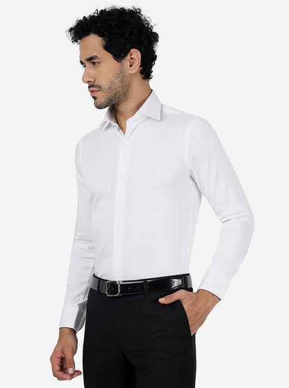 White Solid Slim Fit Party Wear Shirt | Wyre