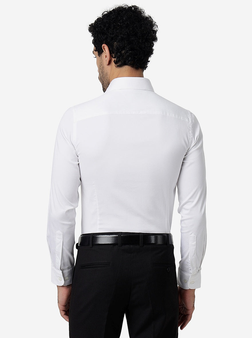 White Solid Slim Fit Party Wear Shirt | Wyre
